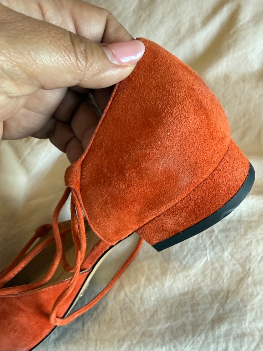 MARINA RINALDI LIGNANO FLAT Suede Pointed Lace-Up Flats NWB- 9 (39) burn orange - Picture 9 of 14